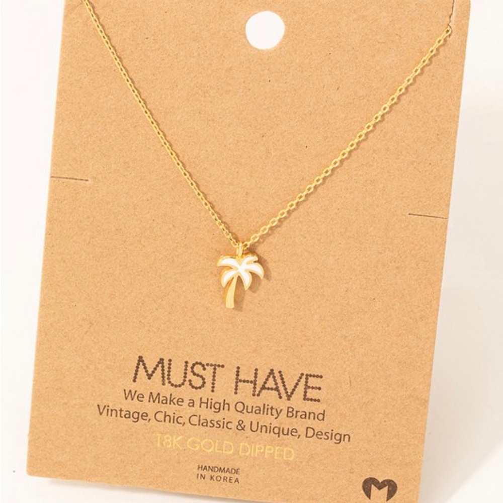 18k gold palm tree pendant necklace
